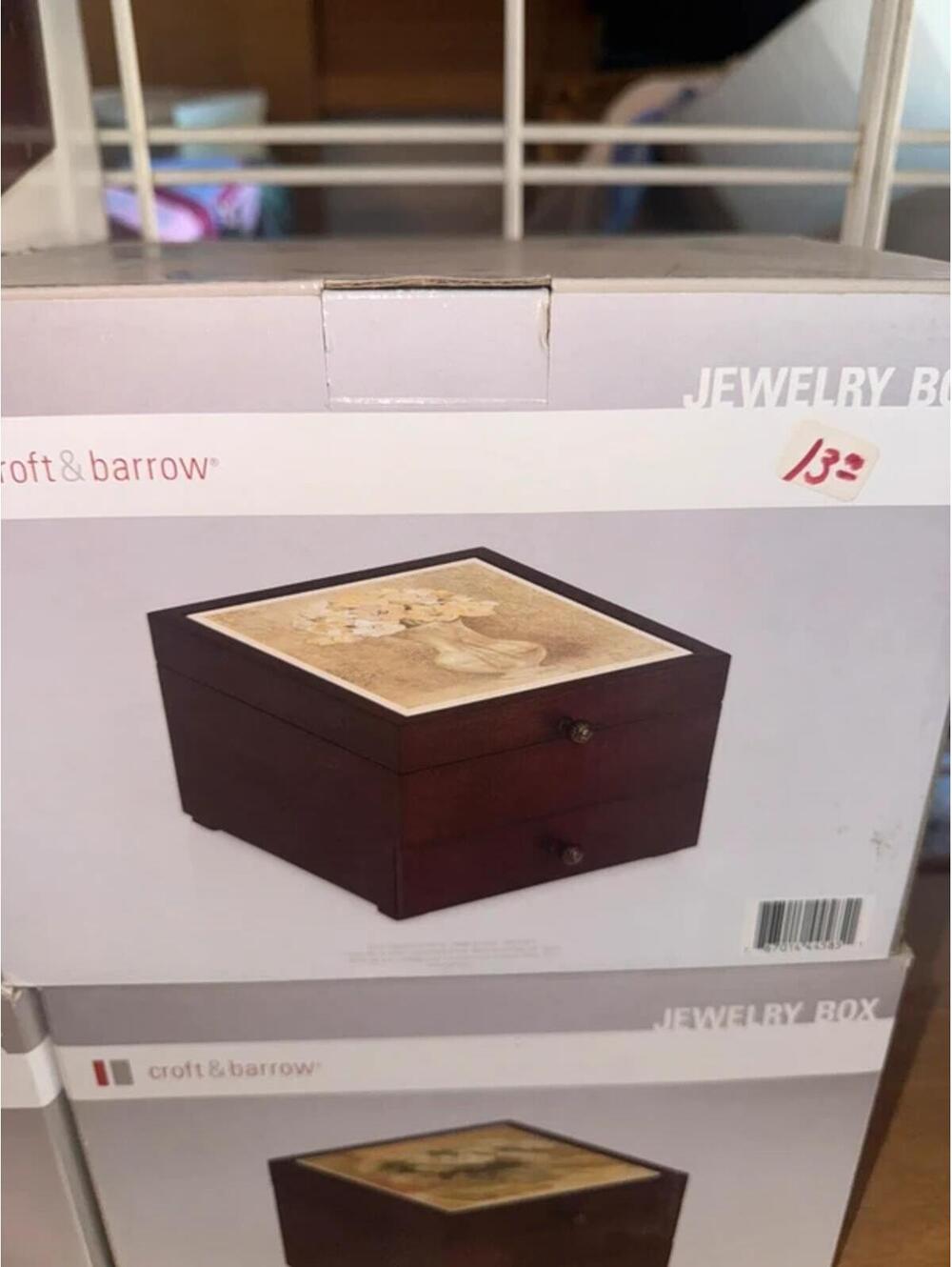 Croft & Barrow Wooden Jewelry Box Floral Lid Storage Chest